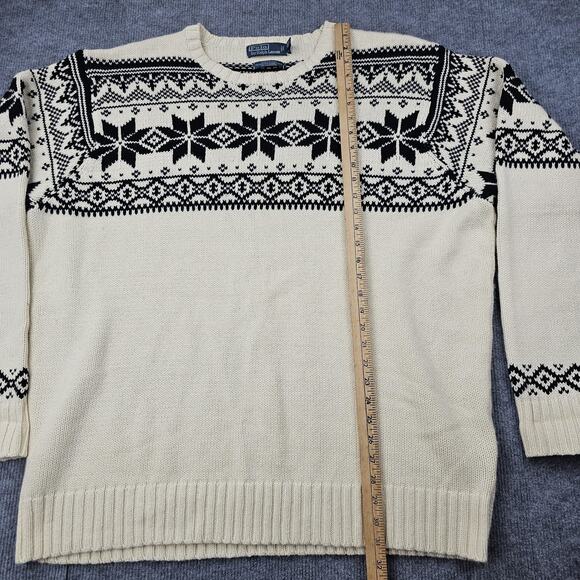 Vintage Polo Ralph Lauren Sweater Mens 3XLT Ivory Fair Isle Cashmere Angora Cozy - Picture 3 of 6
